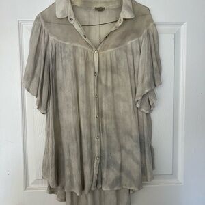 Sheer Button-Up Blouse